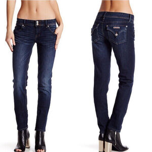 Hudson Collin Skinny Flap Pocket Jeans Low Rise Dark Monz Blue Wash Stretch 30